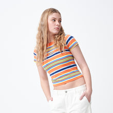 Load image into Gallery viewer, Striped Ringer Baby Tee - Orange