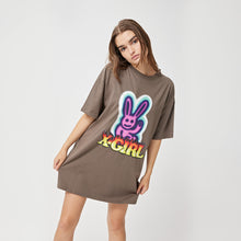 Load image into Gallery viewer, Graffiti Bunny OS Tee Dress - Smoke