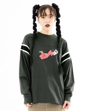 Load image into Gallery viewer, X-GIRL X T-REX FOOTBALL TEE - Black