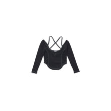 Load image into Gallery viewer, Heart Cold Shoulder LS Top - Black