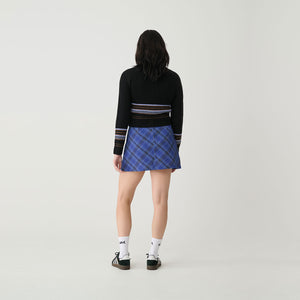 Tartan Plaid Mini Skirt - Cobalt