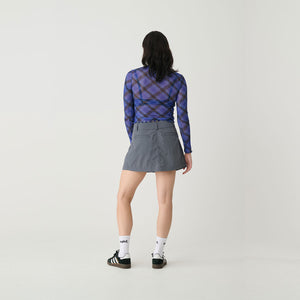 Nylon Flared Mini Skirt - Charcoal