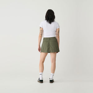 Nylon Flared Mini Skirt - Sage